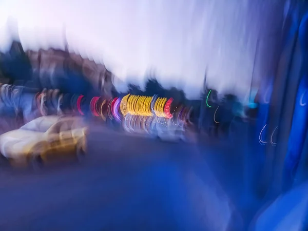 Abstraktes Nachtlicht Bokeh Defokussiert Hintergrund Hintergrund Des Stadtbildes Verschwimmen — Stockfoto