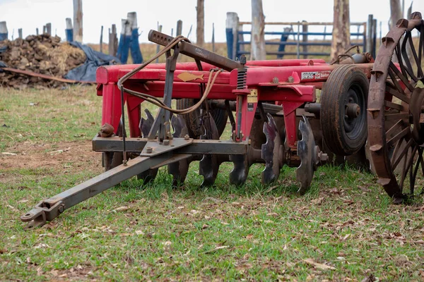 Itaja Goias Brazil 2021 Plow Disc Harrow Attach Tractor — Stock Photo, Image