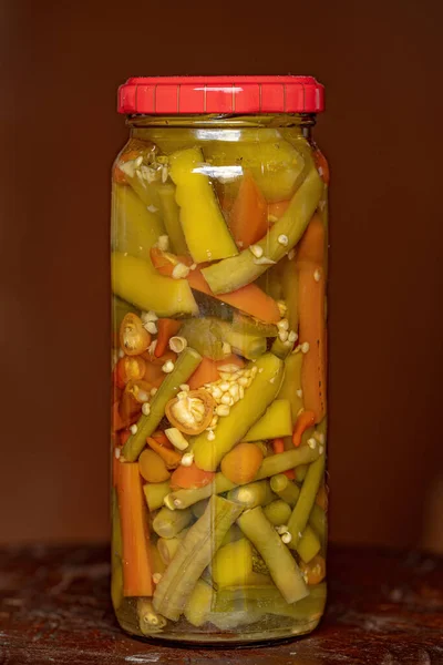 Pickled Vegetables Container Selective Focus — Stock Fotó