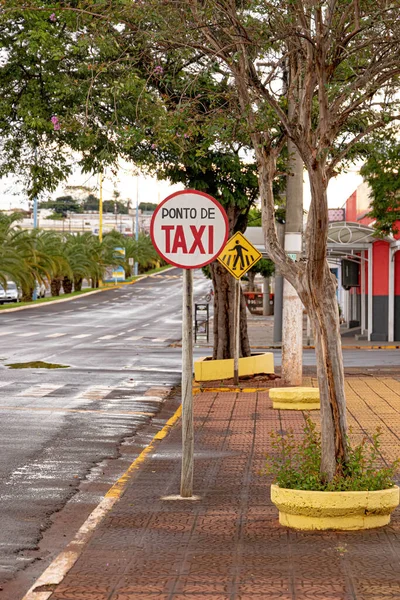 Kostarika Mato Grosso Sul Brazílie 2022 Taxi Označení Náměstí Manoel — Stock fotografie