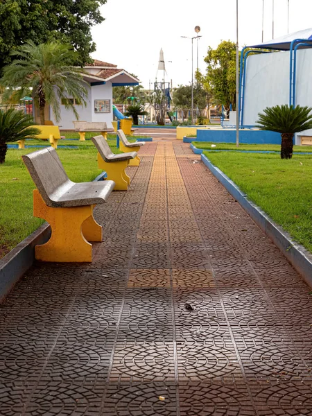 Costa Rica Mato Grosso Sul Brazil 2022 Concrete Benches Manoel — Stock Photo, Image