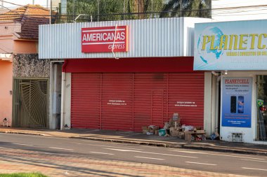 Cassilandia, Mato Grosso do Sul, Brezilya - 10 02 2022: Cassilandia City American Express binası