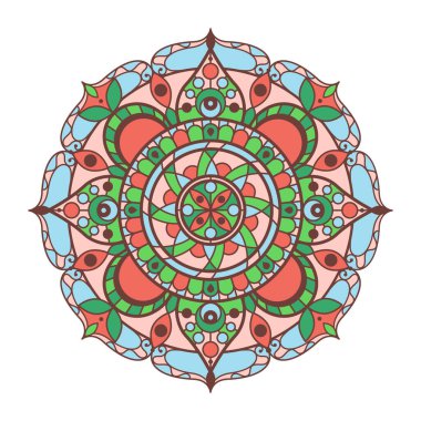 Beyaz arkaplan, doğu sanatı ve dekoratif element üzerine renkli dekoratif mandala