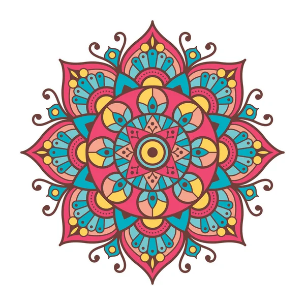 Mandala Décoratif Coloré Sur Fond Blanc Art Oriental Motif Floral — Image vectorielle