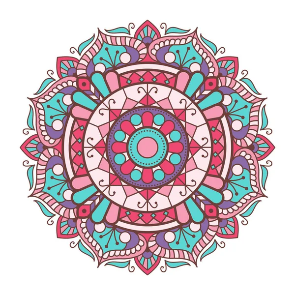 Mandala Ornamental Colorido Sobre Fondo Blanco Arte Oriental Patrón Floral — Archivo Imágenes Vectoriales