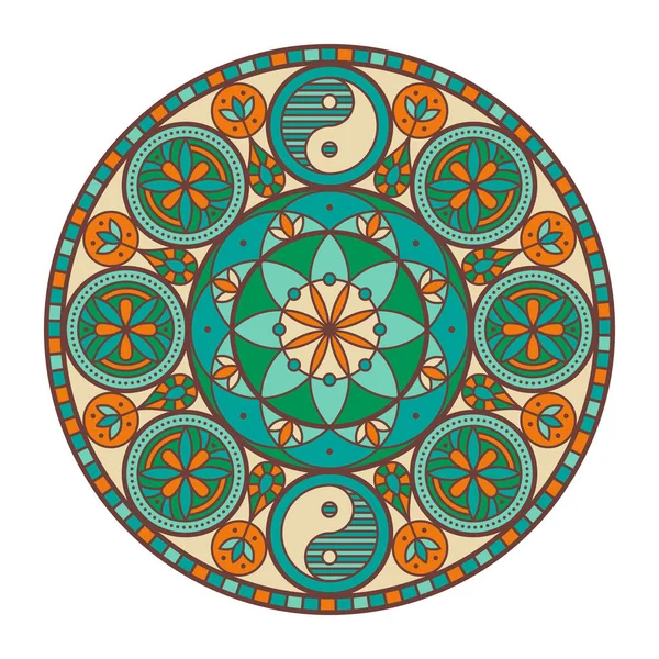 Mandala Décoratif Coloré Sur Fond Blanc Art Oriental Élément Décoratif — Image vectorielle