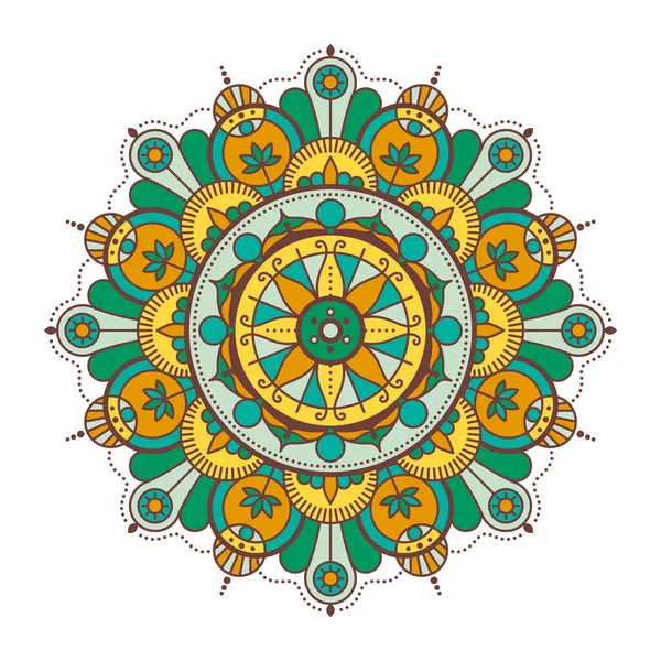 Mandala Ornamental Colorido Sobre Fondo Blanco Arte Oriental Patrón Floral — Vector de stock