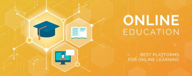 Çevrimiçi öğrenim ve dijital kurslar: Birbirine bağlanan simgeler ve eğitim kavramları