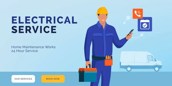 Professional Electrical Service Call — Vetor de Stock