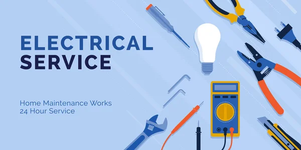 Electrician Work Tools Electrical Service — Vetor de Stock