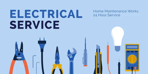 Electrician Work Tools Electrical Service —  Vetores de Stock