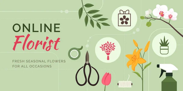 Online Florist Υπηρεσία Διαφημιστικό Banner — Διανυσματικό Αρχείο