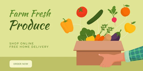 Farm Fresh Produce Delivery Home — ストックベクタ