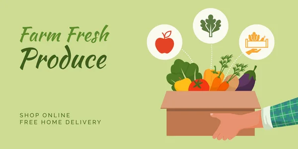 Farm Fresh Produce Delivery Home — ストックベクタ