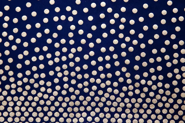 Golden Dots Dark Background Dark Blue Background Polka Dots Fabric — Stock Photo, Image