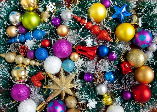 Collection Noël Décorations Nouvel Une Grosse Pile Jouets Noël Tinsel — Photo