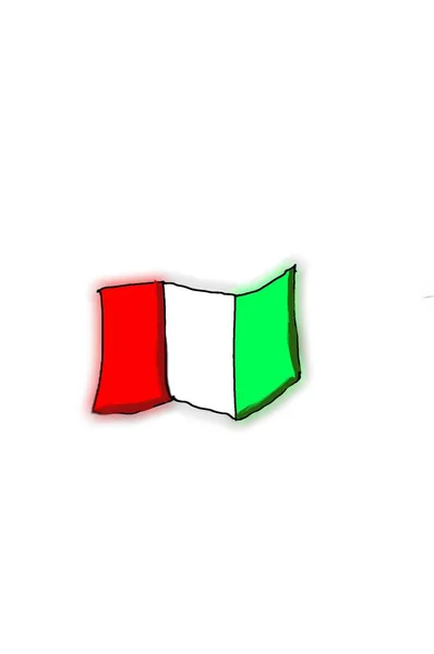Vektor Ritning Som Skildrar Den Italienska Flaggan Dess Tre Färger — Stockfoto
