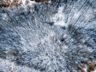 2021 kışında Ligurian iç kesimlerinde kış mevsiminde bir DJI drone 'uyla yukarıdan karlı manzara fotoğraflandı.