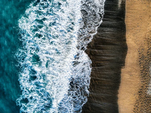 Waves Sea Foam Photographed Drone Beach Ligurian Riviera Spotorno — Stock Photo, Image