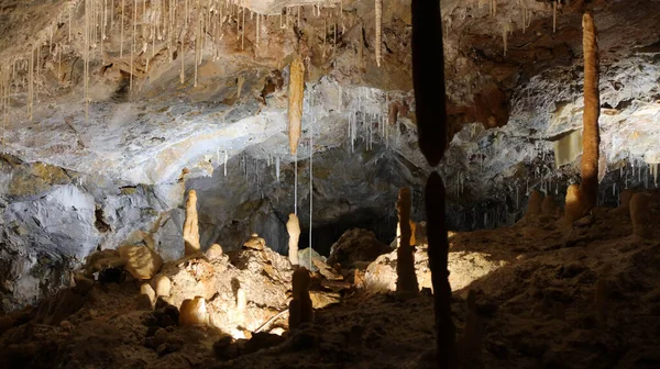 Interiors Caves Borgio Verezzi Its Stalactites Stalagmites Course Water Has — Stock Photo, Image