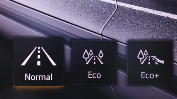 Pantalla Del Salpicadero Del Coche Eléctrico Modo Coche Eléctrico Normal — Vídeos de Stock