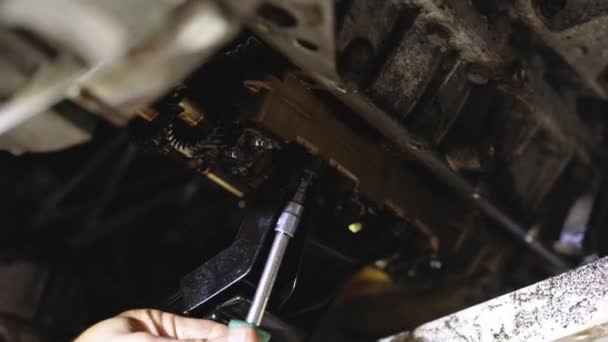 Auto Car Mechanics Work Car Auto Mechanic Working Car Lifting — Stock video