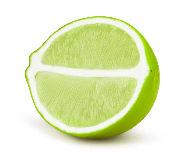 Half of lime fruit slice isolated on white — Stock Photo, Image