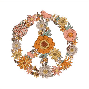 Beyaz arkaplanda vektör barış işareti izole edildi