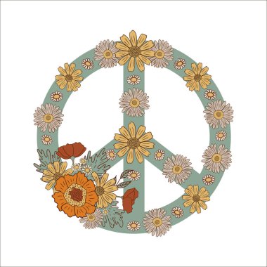 Beyaz arkaplanda vektör barış işareti izole edildi