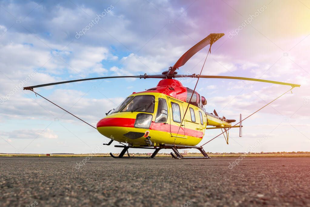 Modern medical helicopter at the helipad