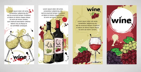 白ワインと赤ワインのベクトル イラスト メニュー設計 チラシ バナーの背景 — ストックベクタ