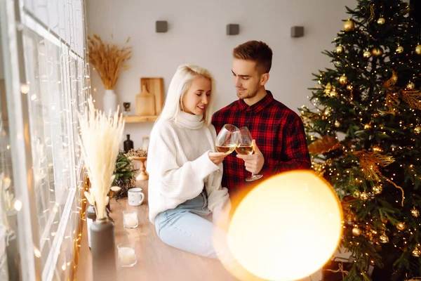 Love Story Young Couple Winter Enjoying Spending Time Together New — Stock Photo, Image