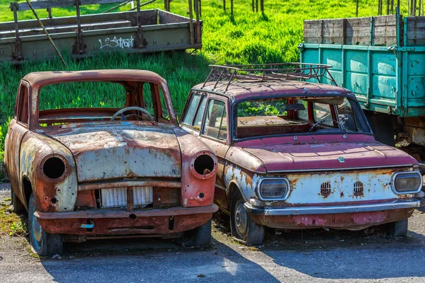 Khmelnitsky Ucraniana Junho 2021 Velhos Carros Retro Soviéticos Livre Despejo — Fotografia de Stock