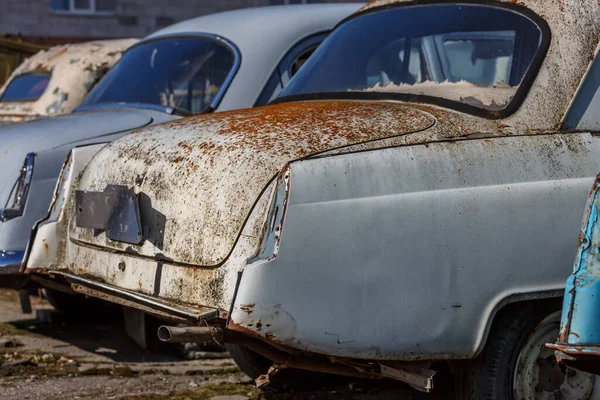 Khmelnitsky Ucraniana Junho 2021 Velhos Carros Retro Soviéticos Livre Despejo — Fotografia de Stock