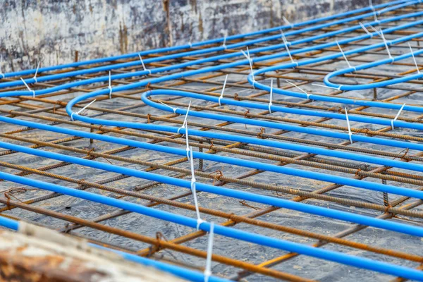 June 2021 Kiev Photo Established Plastic Pipes Floor Heating System — Stock Photo, Image