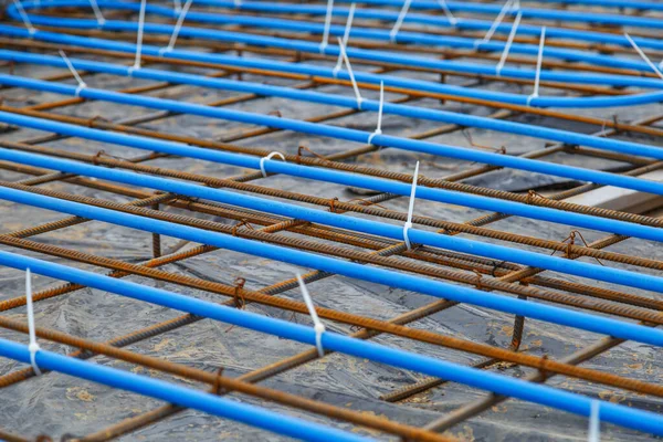 June 2021 Kiev Photo Established Plastic Pipes Floor Heating System — Stock Photo, Image