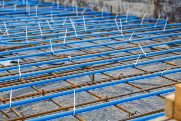 June 2021 Kiev Photo Established Plastic Pipes Floor Heating System Stock Picture