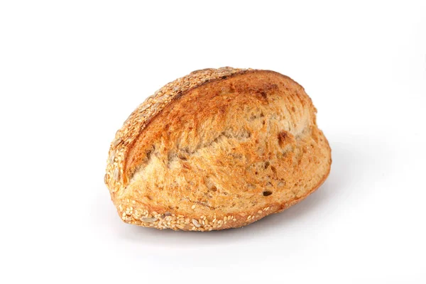 Limpa Bröd Isolerad Vit Bakgrund Hela Brödet Krispigt Bröd Rulle — Stockfoto