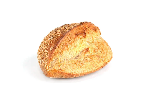 Limpa Bröd Isolerad Vit Bakgrund Hela Brödet Krispigt Bröd Rulle — Stockfoto