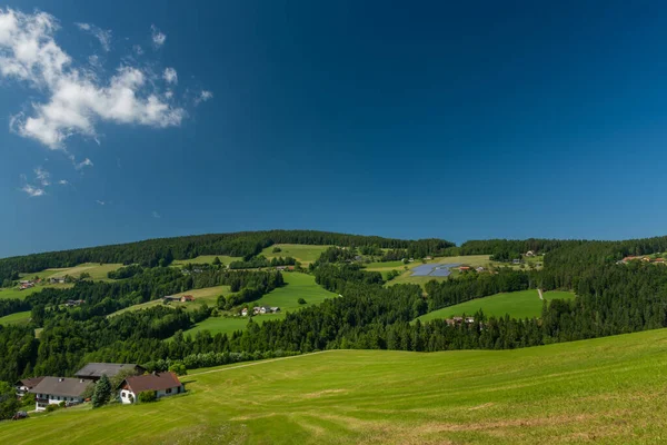 Pass Niederer Schockl Hill Green Meadows Fences Cows South Austria — 스톡 사진