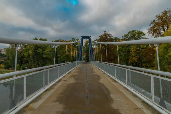 River Labe Bridge Central Bohemian Town Kolin Autumn Color Morning — Stock Photo, Image