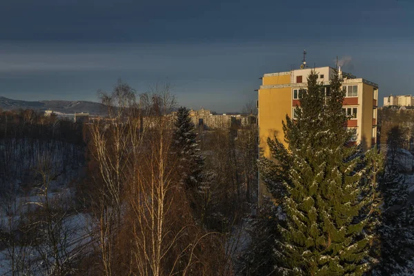 Gebäude Und Häuser Liberec Stadt Nordböhmen Sonnigen Winter Farbtag — Stockfoto