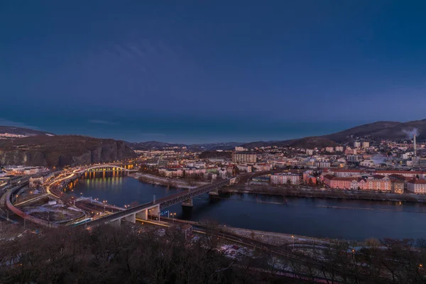 Vista Vetruse Edifício Sobre Usti Nad Labem Cidade Cor Inverno — Fotografia de Stock