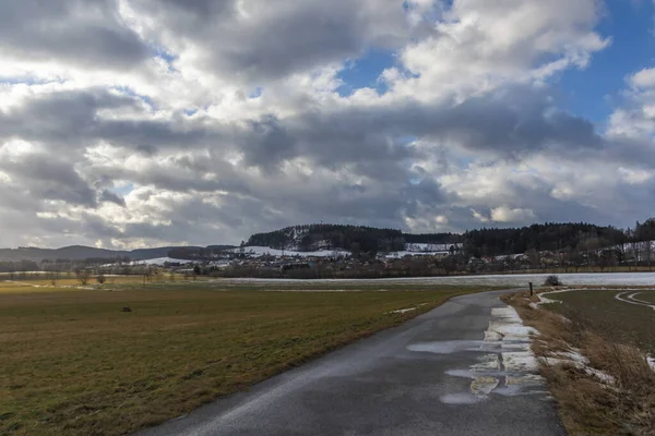 Landschap Bij Velesin Stad Winter Winderige Koude Dag — Stockfoto