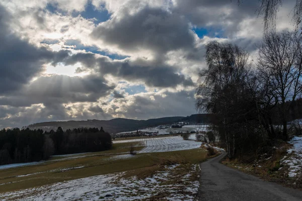 Landscape Velesin Town Winter Windy Cold Day — Stock Photo, Image