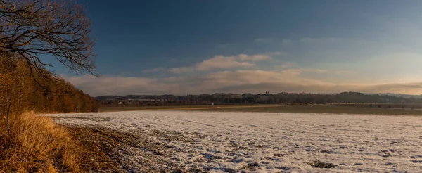 Поле Луг Рядом Городом Телч Зимой Морозным Снежным Утром — стоковое фото