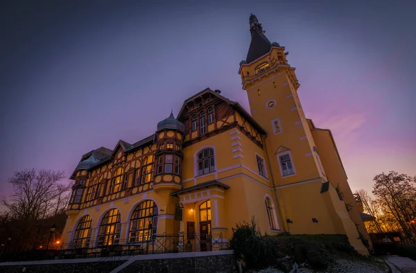 Edificio Vetruse Sobre Usti Nad Labem Ciudad Color Invierno Tarde — Foto de Stock