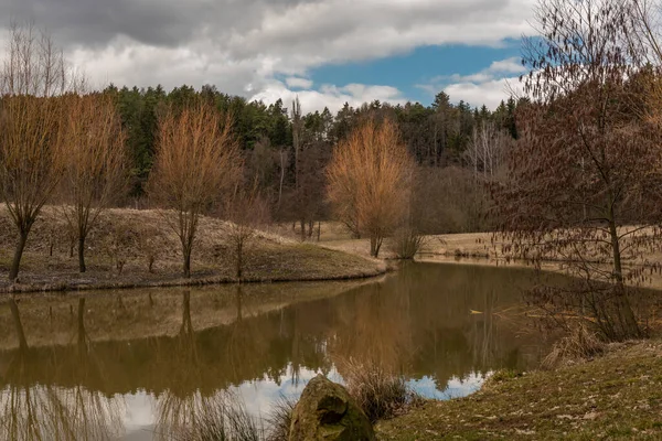 Lagoa Raj Perto Cidade Jicin Inverno Escuro Dia Nublado — Fotografia de Stock