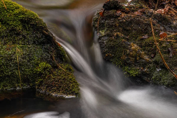 Cerveny Creek Cerveny Waterfall Jizerske Mountains Spring Fresh Color Morning — 스톡 사진