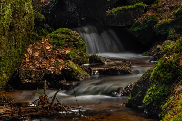 Cerveny Creek Cerveny Waterfall Jizerske Mountains Spring Fresh Color Morning — ストック写真